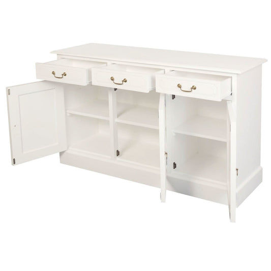TASMANIA SOLID MAHOGANY BUFFET/SIDEBOARD 3 DOORS & 3 DRAWERS IN WHITE - MyChocolateWood