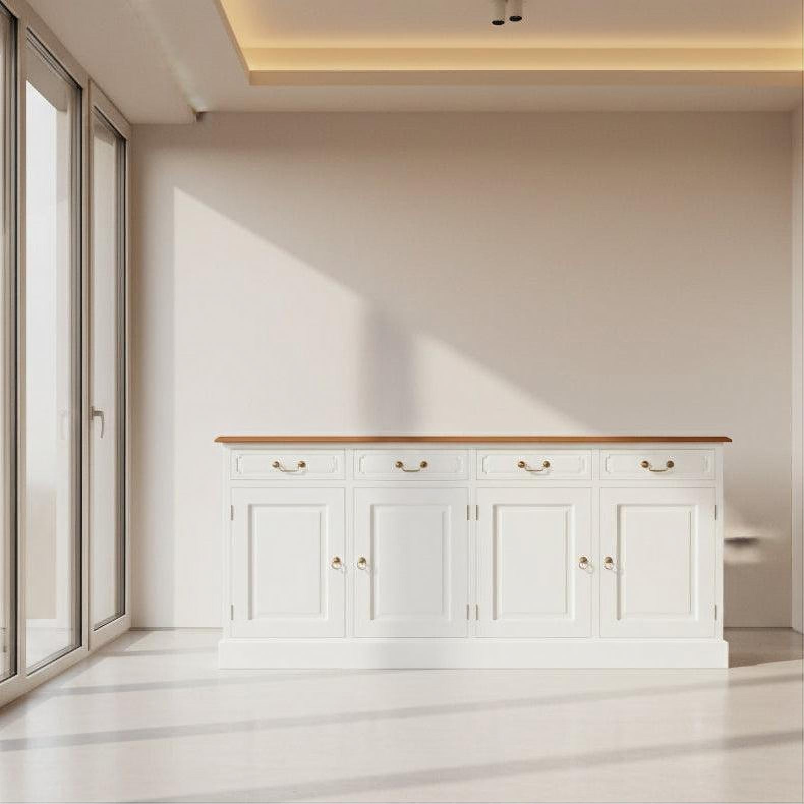 Tasmania Solid Mahogany 4 Door 4 Drawer Buffet / Sideboard in White and Caramel - Chocolate Wood