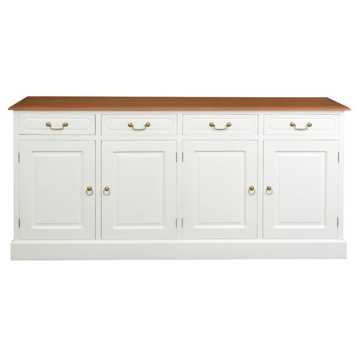 Tasmania Solid Mahogany 4 Door 4 Drawer Buffet / Sideboard in White and Caramel - Chocolate Wood