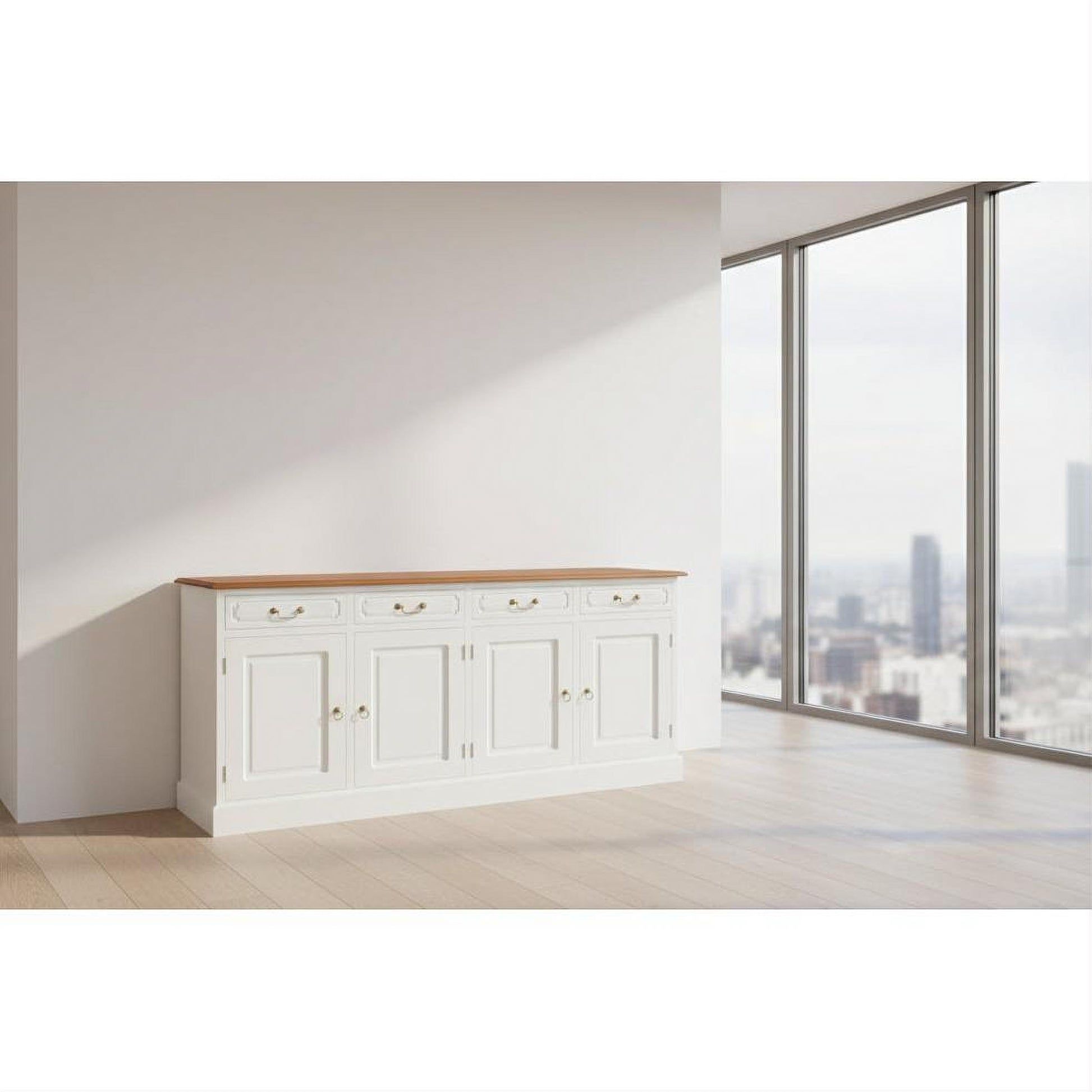 Tasmania Solid Mahogany 4 Door 4 Drawer Buffet / Sideboard in White and Caramel - Chocolate Wood