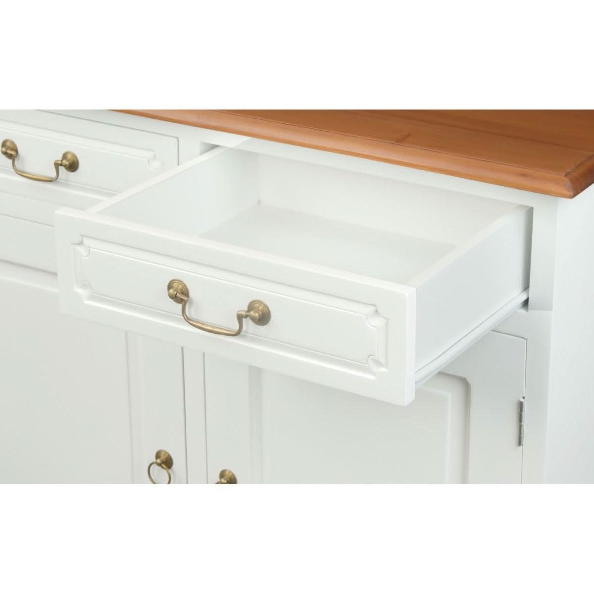 Tasmania Solid Mahogany 4 Door 4 Drawer Buffet / Sideboard in White and Caramel - Chocolate Wood