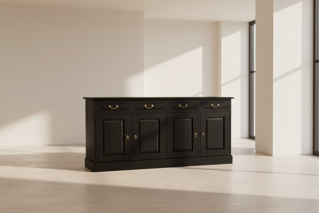 TASMANIA SOLID MAHOGANY BUFFETSIDEBOARD 4 DOORS AND 4 DRAWERS IN CHOCOLATE - MyChocolateWood