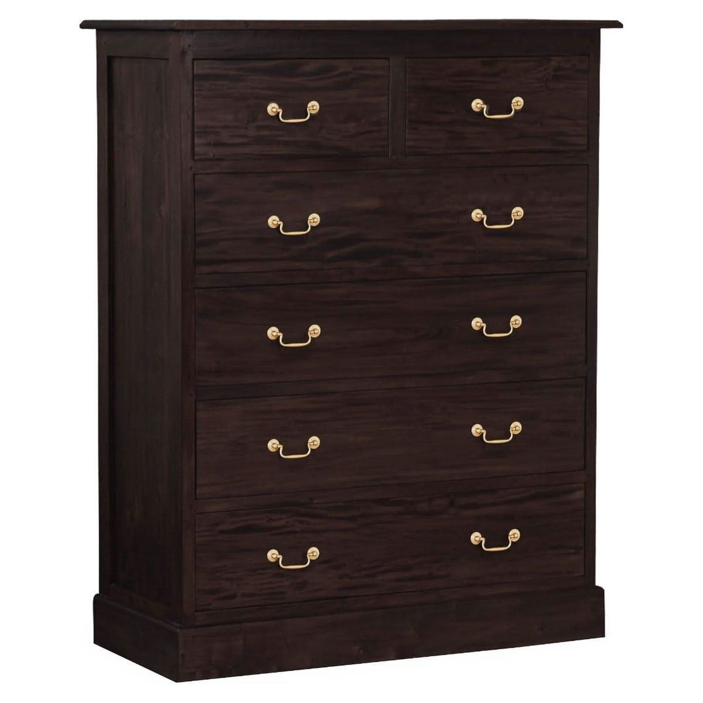 Tasmania Solid Mahogany Jumbo Size 6 Drawer Tallboy / Chest of 6 Drawers in Chocolate - Chocolate Wood