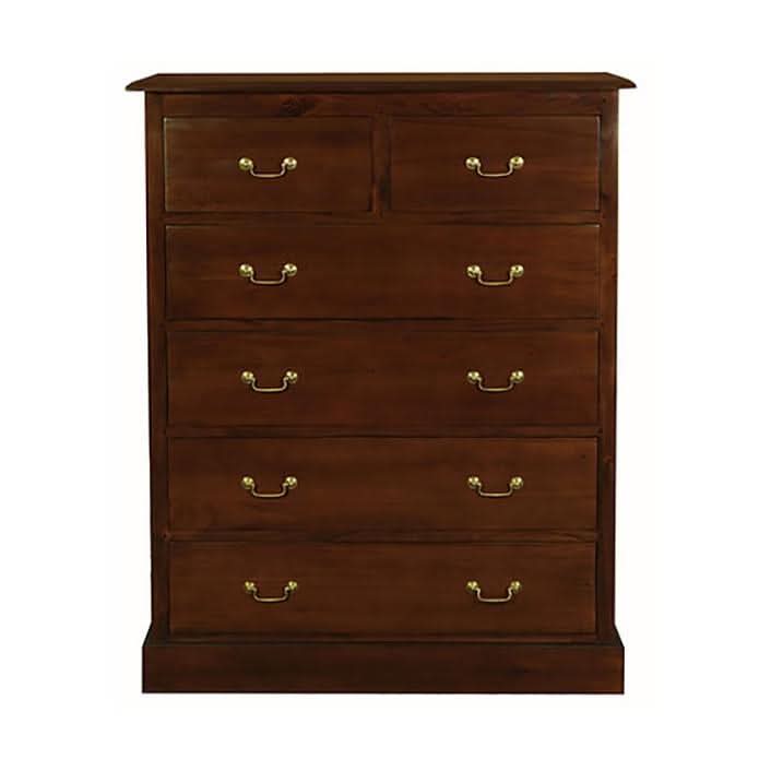 TASMANIA SOLID MAHOGANY JUMBO SIZE 6 DRAWERS TALLBOY IN MAHOGANY - MyChocolateWood