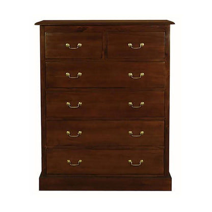 Tasmania Solid Mahogany Jumbo Size 6 Drawer Tallboy / Chest of 6 Drawers in Mahogany - Chocolate Wood