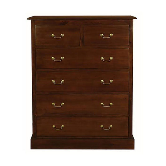 TASMANIA SOLID MAHOGANY JUMBO SIZE 6 DRAWERS TALLBOY IN MAHOGANY - MyChocolateWood
