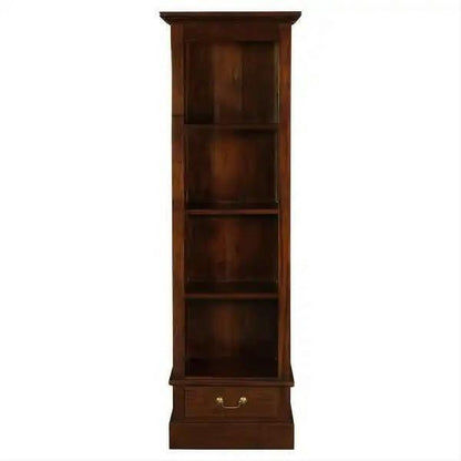 Tasmania Solid Mahogany Narrow 1 Drawer Bookcase in Mahogany - Chocolate Wood