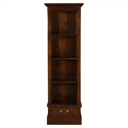 TASMANIA SOLID MAHOGANY NARROW 1 DRAWER BOOKCASE IN MAHOGANY FINISH - MyChocolateWood