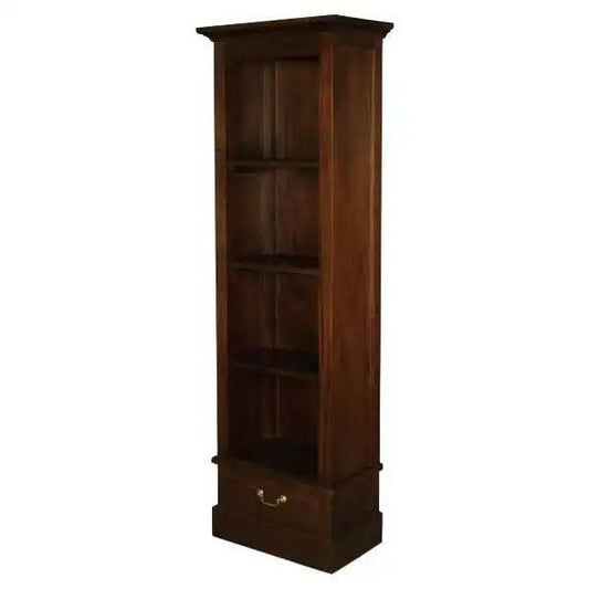 Tasmania Solid Mahogany Narrow 1 Drawer Bookcase in Mahogany - Chocolate Wood