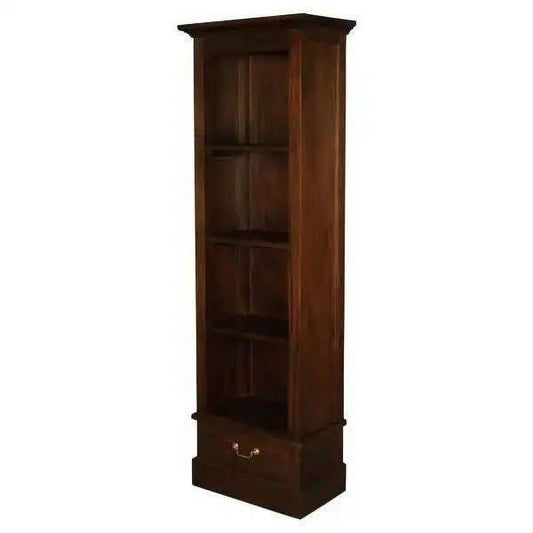 Tasmania Solid Mahogany Narrow 1 Drawer Bookcase in Mahogany - Chocolate Wood