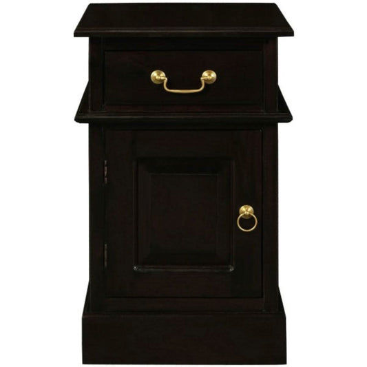 TASMANIA SOLID MAHOGANY TIMBER BEDSIDE TABLE, LEFT HAND SIDE, CHOCOLATE - MyChocolateWood