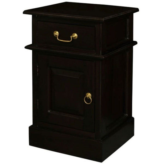 TASMANIA SOLID MAHOGANY TIMBER BEDSIDE TABLE, LEFT HAND SIDE, CHOCOLATE - MyChocolateWood