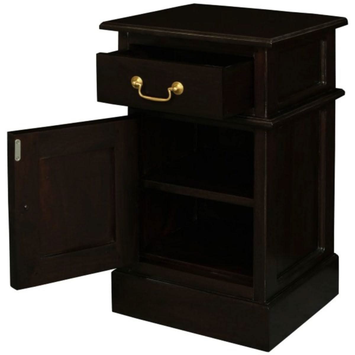 TASMANIA SOLID MAHOGANY TIMBER BEDSIDE TABLE, LEFT HAND SIDE, CHOCOLATE - MyChocolateWood