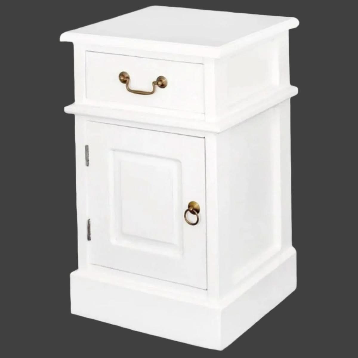 TASMANIA SOLID MAHOGANY TIMBER BEDSIDE TABLE, LEFT HAND SIDE, WHITE - MyChocolateWood