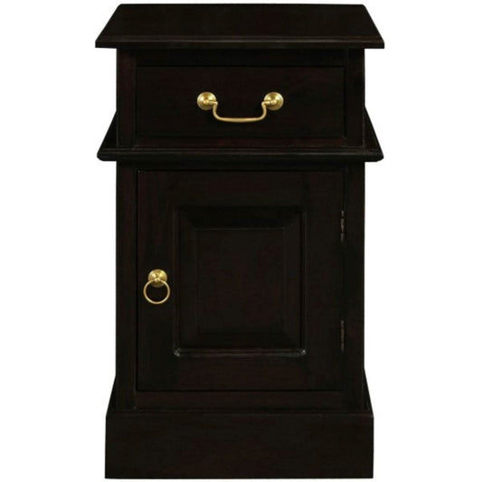 TASMANIA SOLID MAHOGANY TIMBER BEDSIDE TABLE, RIGHT HAND SIDE, CHOCOLATE - MyChocolateWood