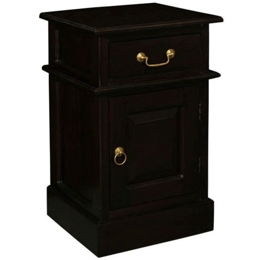 TASMANIA SOLID MAHOGANY TIMBER BEDSIDE TABLE, RIGHT HAND SIDE, CHOCOLATE - MyChocolateWood