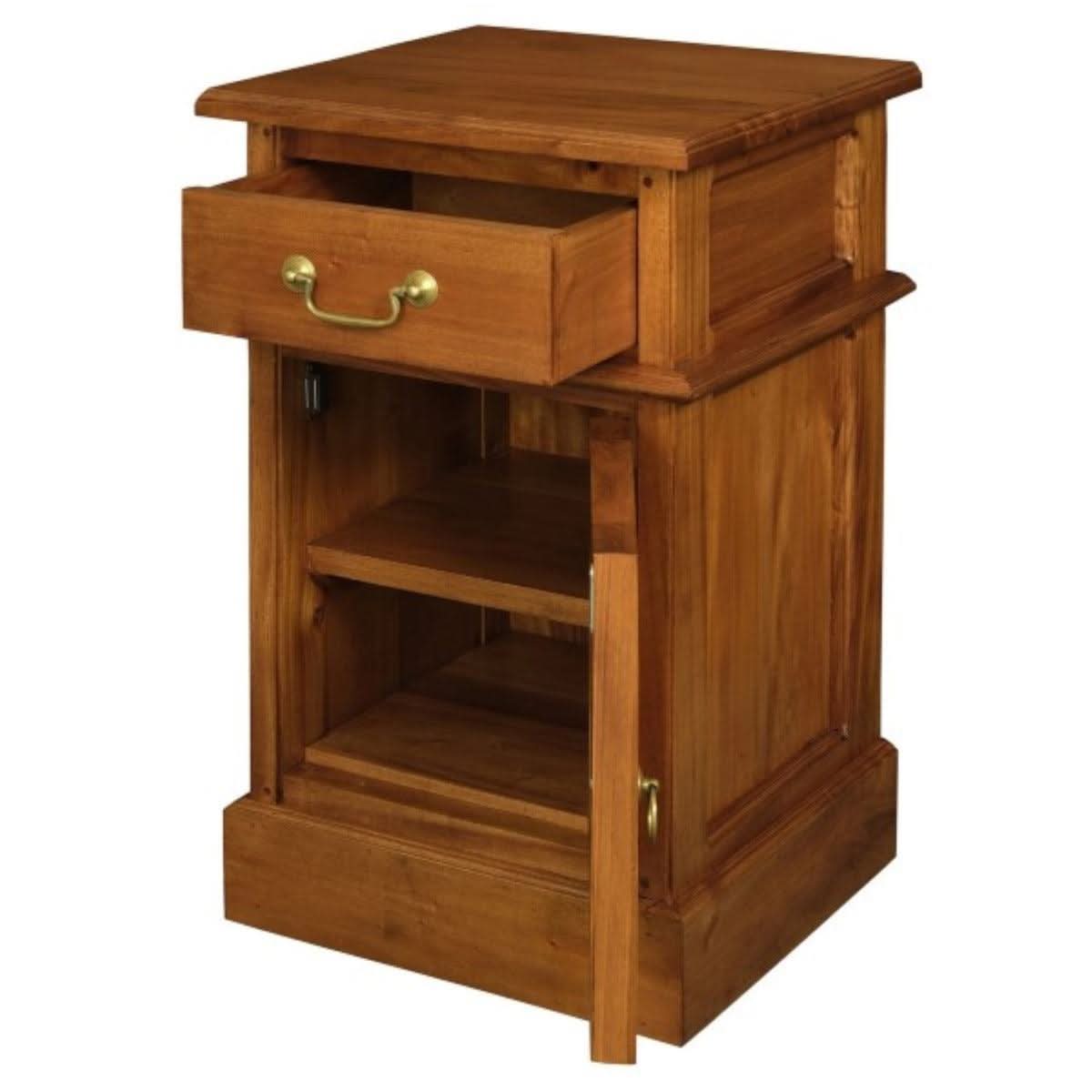 Pair of Tasmania Solid Mahogany Timber Bedside Tables in Light Pecan - Chocolate Wood