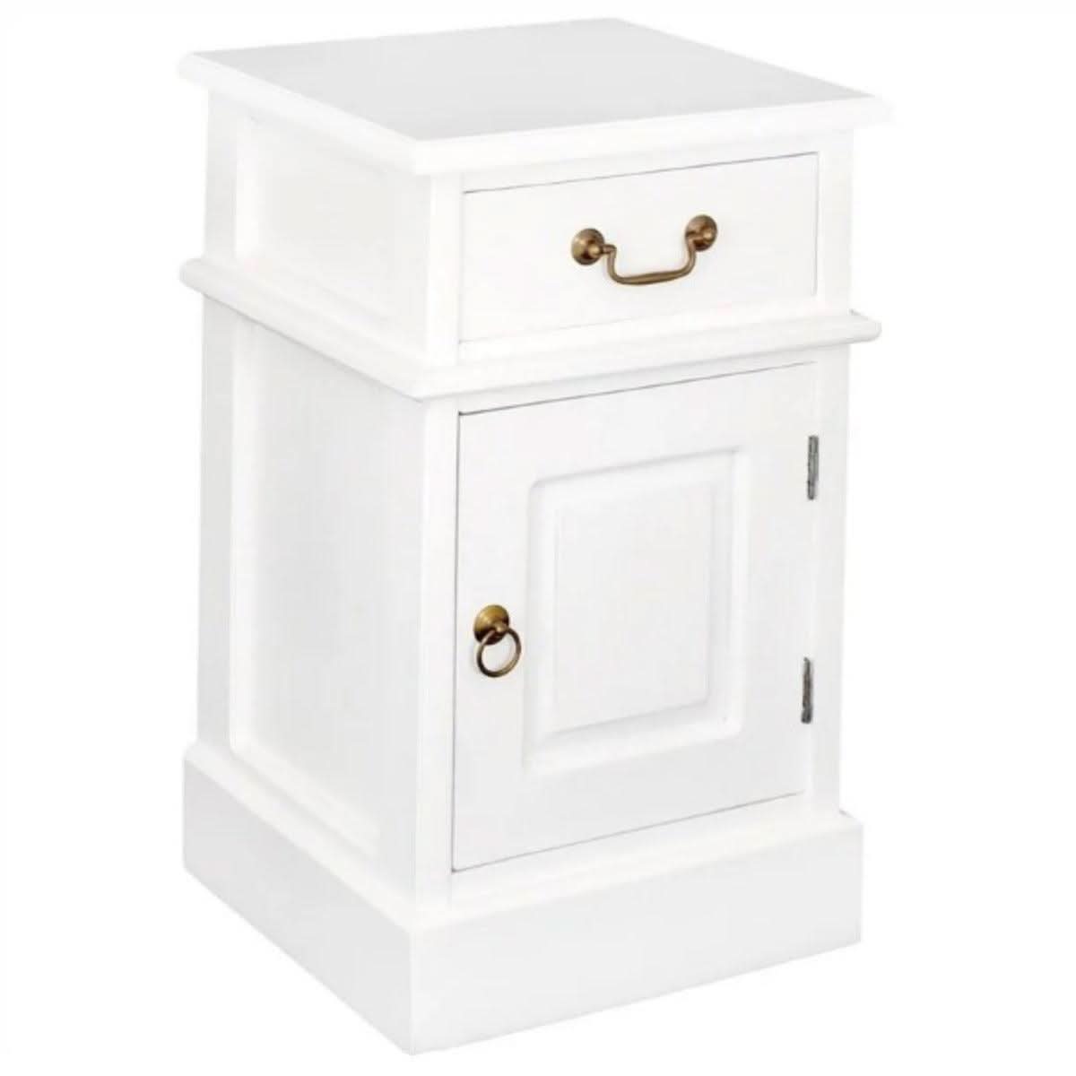 TASMANIA SOLID MAHOGANY TIMBER BEDSIDE TABLE, RIGHT HAND SIDE, WHITE - MyChocolateWood