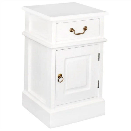 TASMANIA SOLID MAHOGANY TIMBER BEDSIDE TABLE, RIGHT HAND SIDE, WHITE - MyChocolateWood
