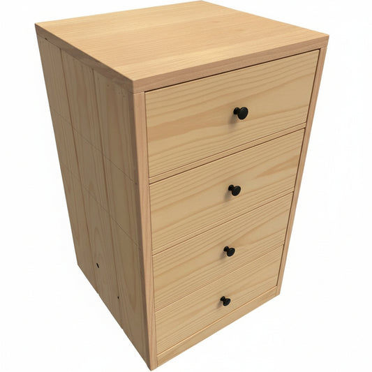 TELMA TASSIE OAK SMALL FILING CABINET IN CLEAR LACQUER ON WHEELS - MyChocolateWood