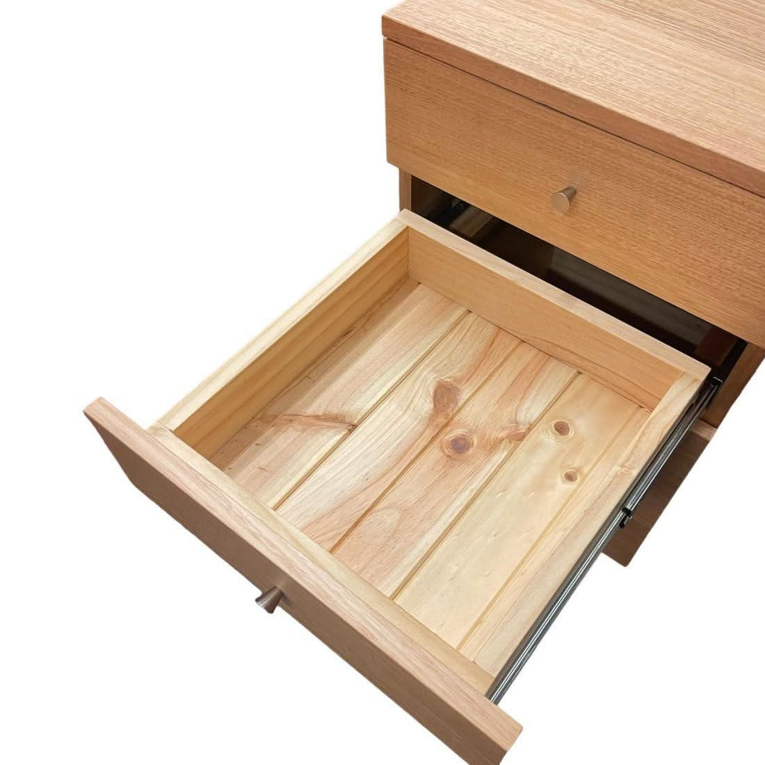 TELMA TASSIE OAK SMALL FILING CABINET IN CLEAR LACQUER ON WHEELS - MyChocolateWood