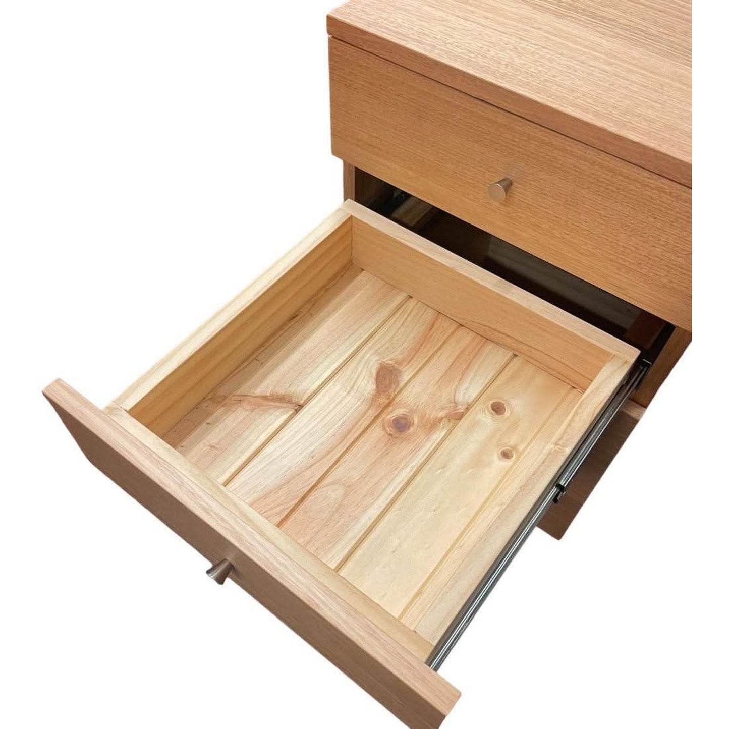 TELMA TASSIE OAK SMALL FILING CABINET IN CLEAR LACQUER ON WHEELS