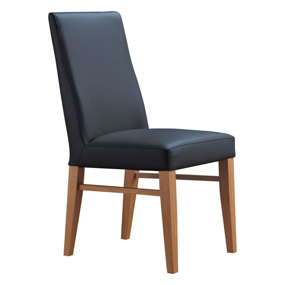 Teri Top Grain Leather Dining Chair in Black with Blackwood legs detail