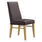 Teri Top Grain Leather Dining Chair in Brown with Wheat legs detail