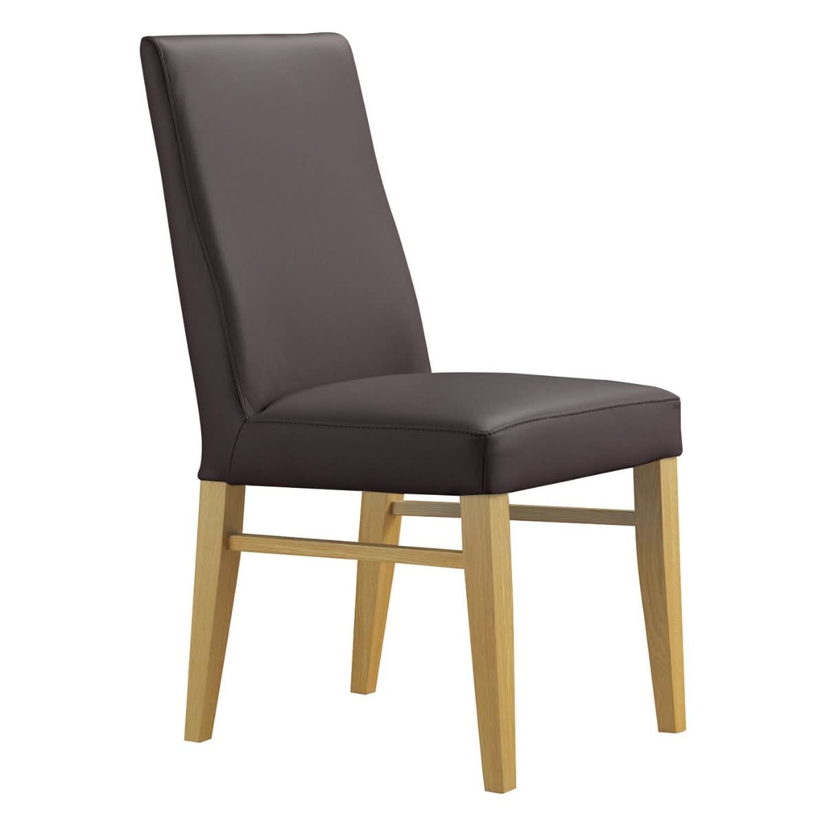 Teri Top Grain Leather Dining Chair in Brown with Wheat legs detail