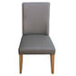 Teri Top Grain Leather Dining Chair in Dark Mocha with Wheat legs detail