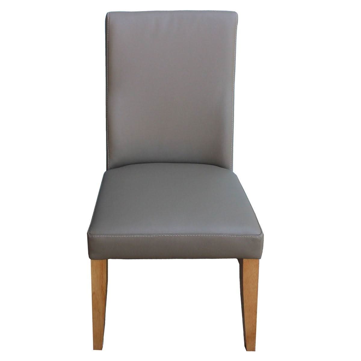 Teri Top Grain Leather Dining Chair in Dark Mocha with Wheat legs detail