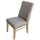Teri Top Grain Leather Dining Chair in Dark Mocha with Wheat legs side