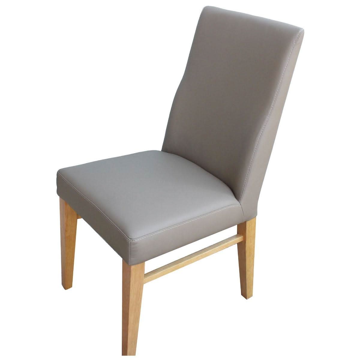 Teri Top Grain Leather Dining Chair in Dark Mocha with Wheat legs side
