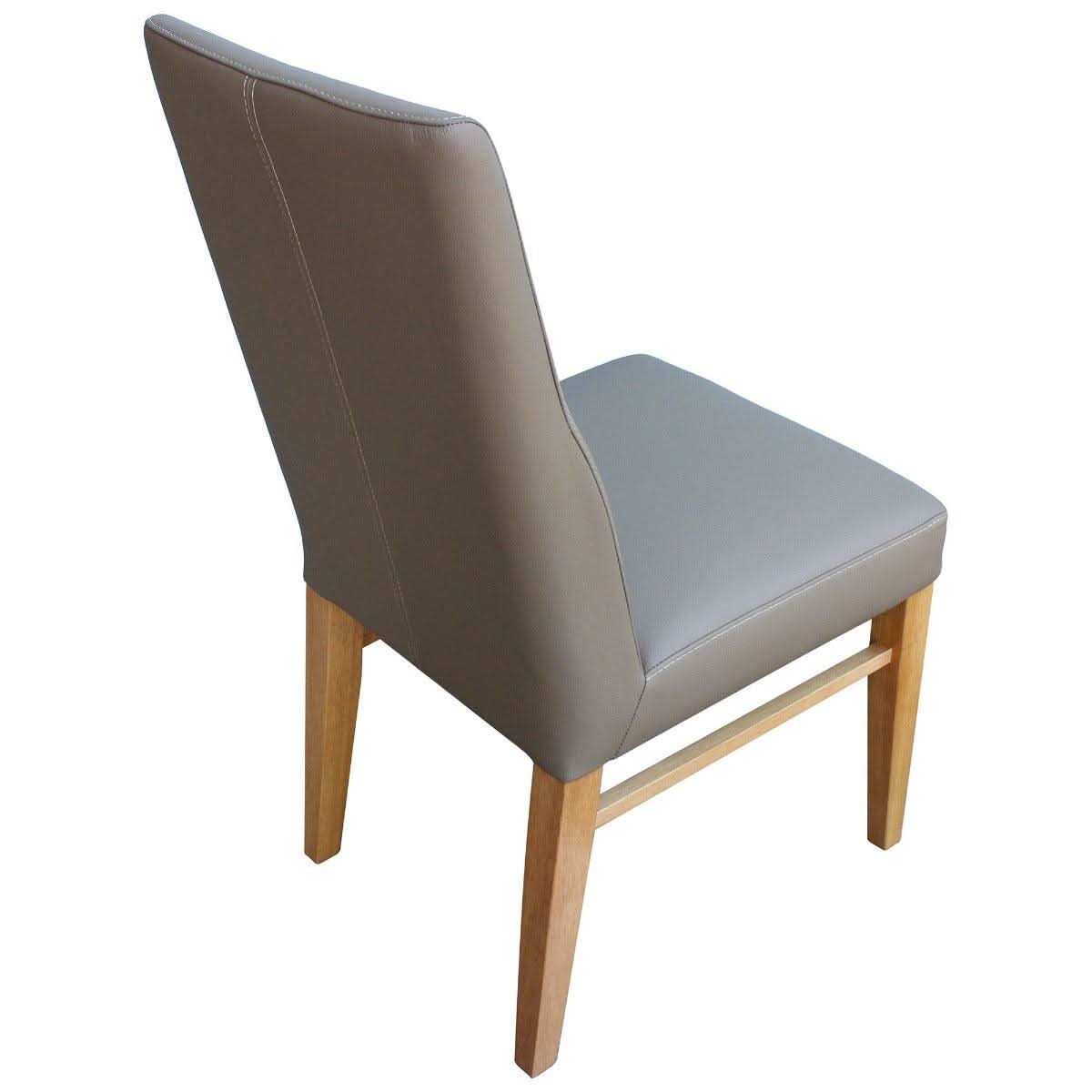 Teri Top Grain Leather Dining Chair in Dark Mocha with Wheat legs back