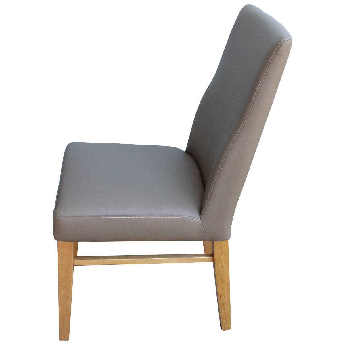 Teri Top Grain Leather Dining Chair in Dark Mocha with Wheat legs seat