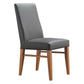 Teri Top Grain Leather Dining Chair in Grey with Blackwood legs detail