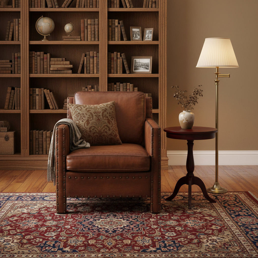 TEXAS CHAIR IN 'OLD SADDLE' TOP GRAIN CARAMEL LEATHER AND BRASS STUD TRIM - MyChocolateWood
