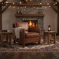 TEXAS CHAIR IN 'OLD SADDLE' TOP GRAIN CARAMEL LEATHER AND BRASS STUD TRIM - MyChocolateWood