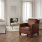 TEXAS CHAIR IN 'OLD SADDLE' TOP GRAIN CARAMEL LEATHER AND BRASS STUD TRIM - MyChocolateWood