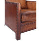TEXAS CHAIR IN 'OLD SADDLE' TOP GRAIN CARAMEL LEATHER AND BRASS STUD TRIM - MyChocolateWood