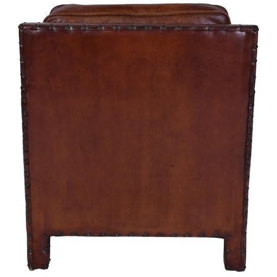 TEXAS CHAIR IN 'OLD SADDLE' TOP GRAIN CARAMEL LEATHER AND BRASS STUD TRIM - MyChocolateWood