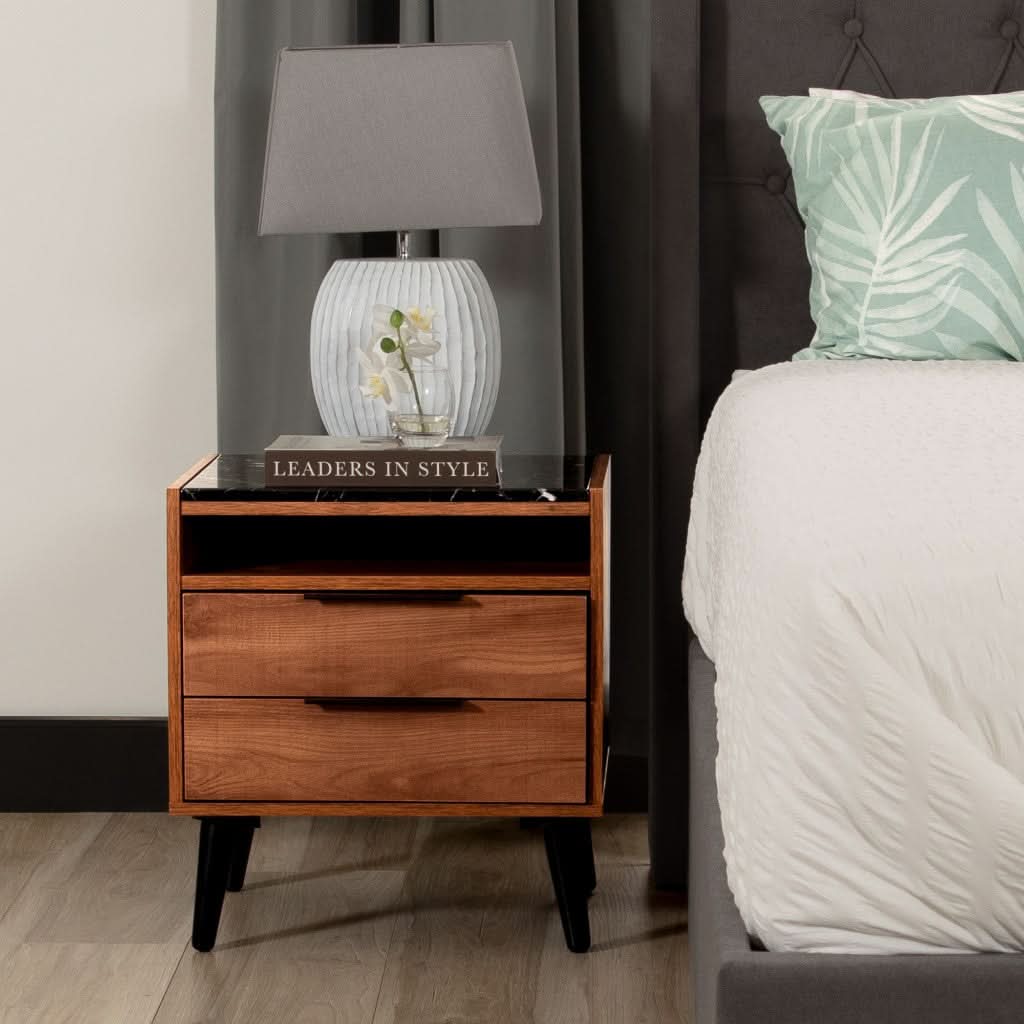Thelo 2-Drawer Bedside Table in Riviera