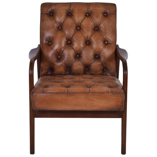 THEODORE VINTAGE LEATHER ARMCHAIR IN TOFFEE - MyChocolateWood
