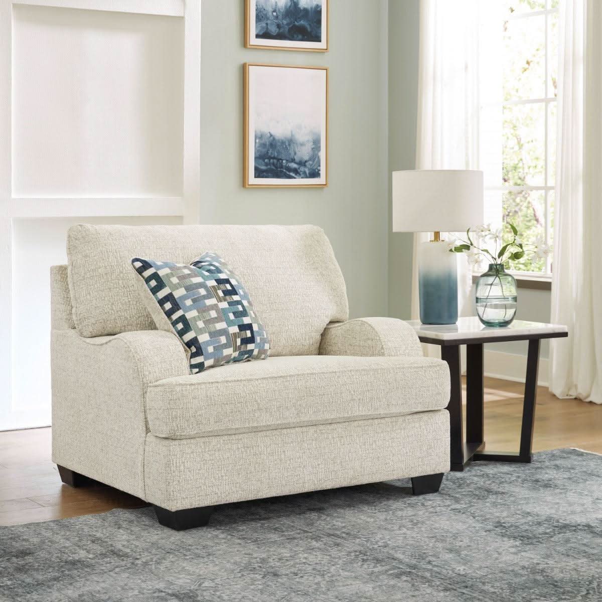 TIANA 1-SEATER LARGE ARMCHAIR CHENILLE POLYESTER WHITE /GREY MIX - MyChocolateWood