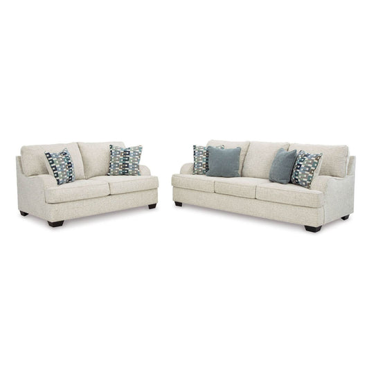 TIANA 3 + 2 LOUNGE SUITE CHENILLE POLYESTER WHITE /GREY MIX