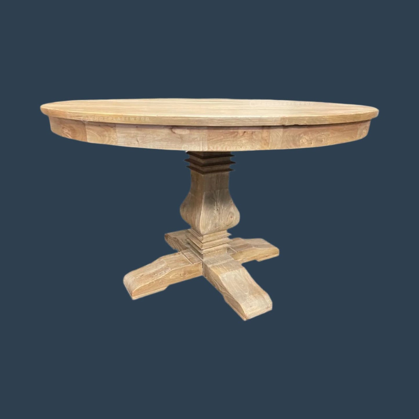 Tivoli Round Dining Table in Recycled Elm, 140cm - Chocolate Wood