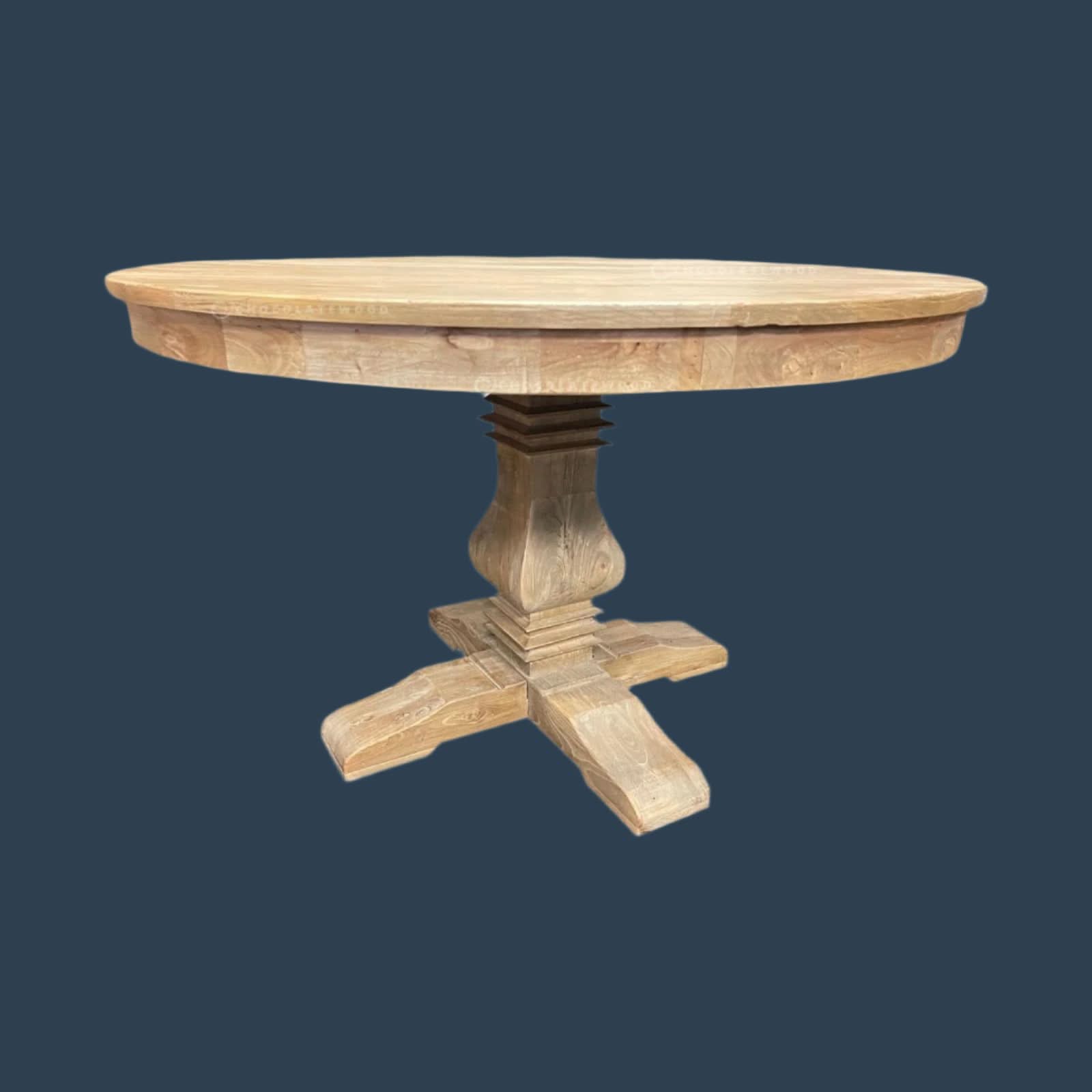 Tivoli Round Dining Table in Recycled Elm, 140cm - Chocolate Wood