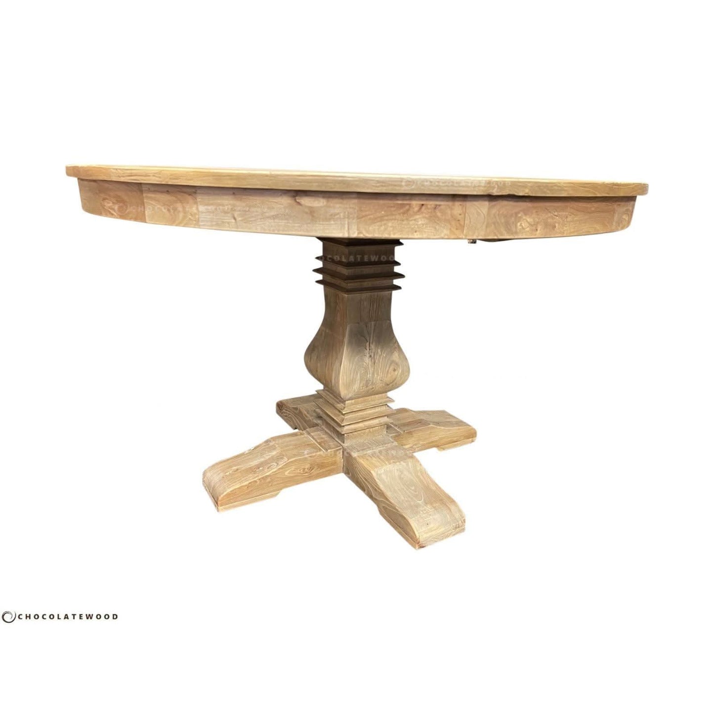 Tivoli Round Dining Table in Recycled Elm, 140cm - Chocolate Wood