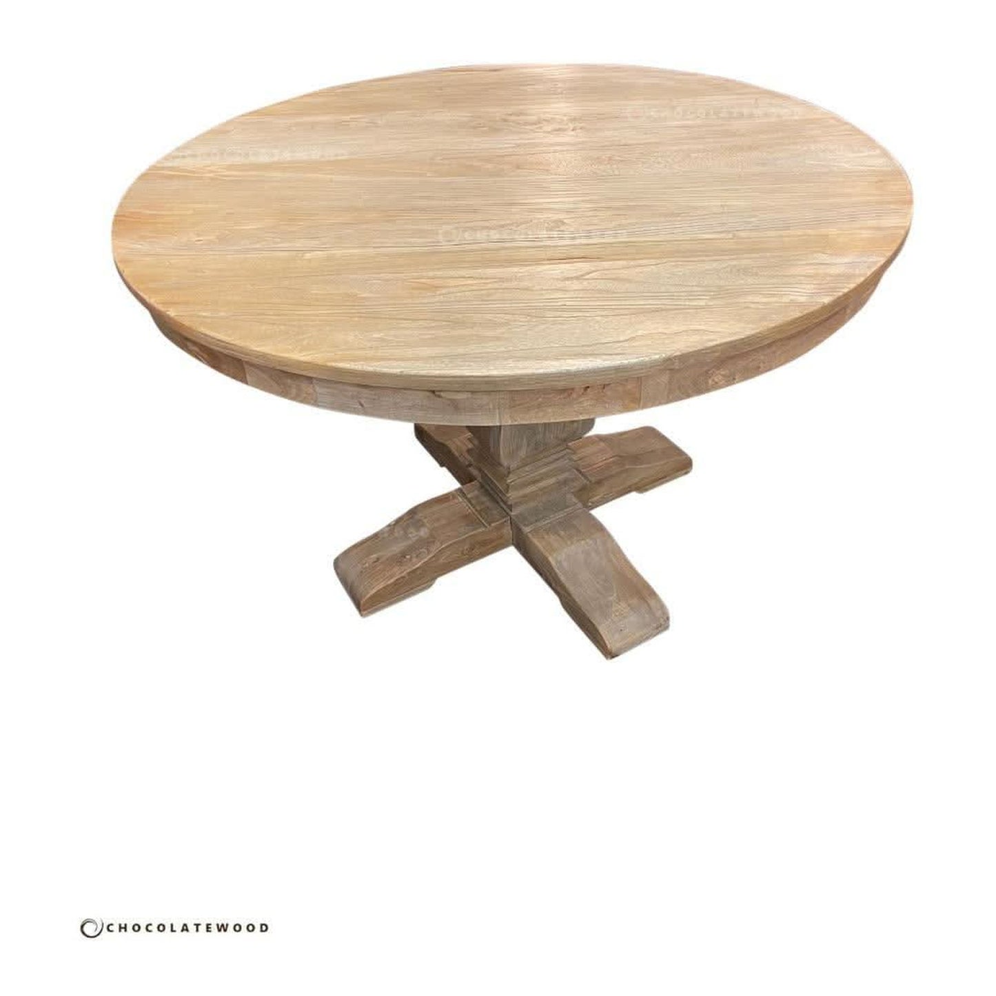 Tivoli Round Dining Table + 4 Bermuda Dining Chairs in Black, 140cm - Chocolate Wood