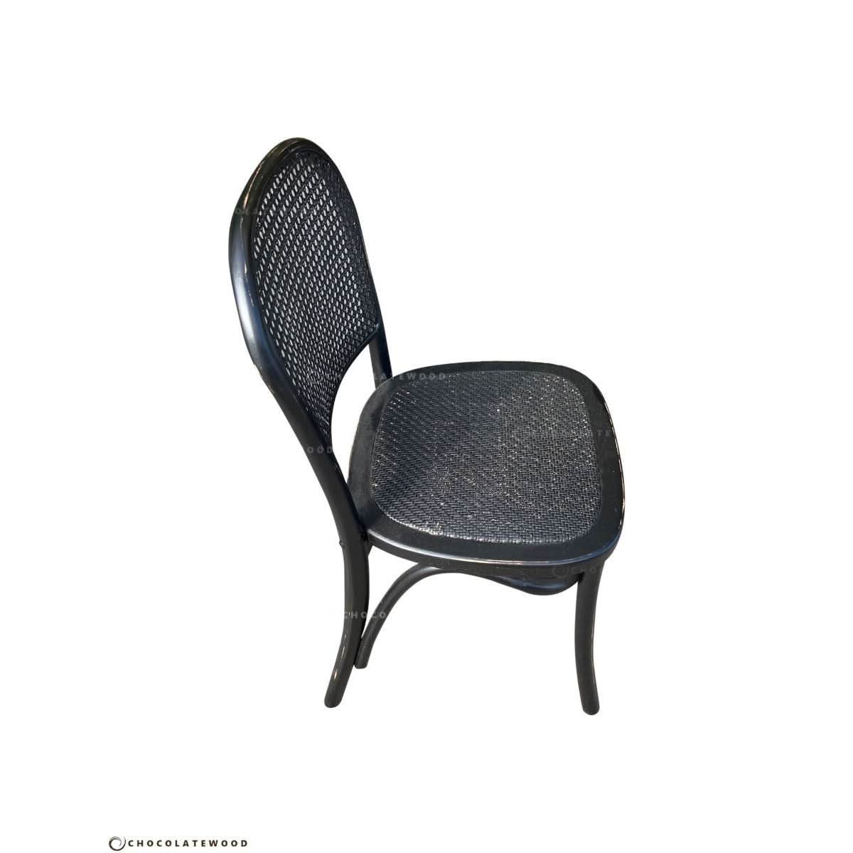 TIVOLI ROUND DINING TABLE 140CM DIAMETER +4 BERMUDA DINING CHAIRS IN BLACK - MyChocolateWood